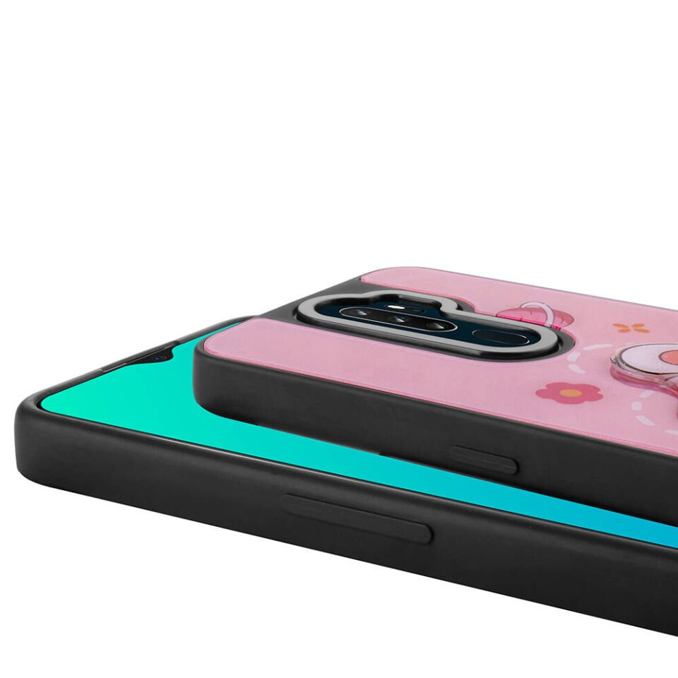 Oppo A9 2020 Kılıf Parlayan Kabartmalı İkonik Figürlü Silikon Kapak (Amas) Siyah