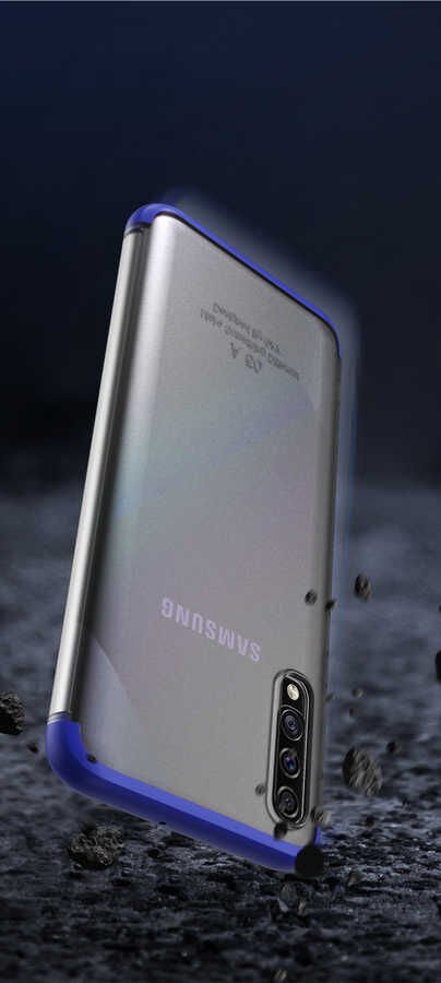 Samsung Galaxy A50S Kılıf Şeffaf Mat Görünümlü Transparan Tasarımlı Kapak (NİLİ) Mavi