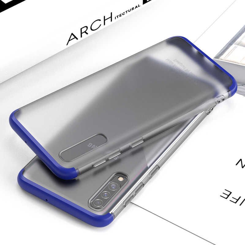 Samsung Galaxy A50S Kılıf Şeffaf Mat Görünümlü Transparan Tasarımlı Kapak (NİLİ) Mavi