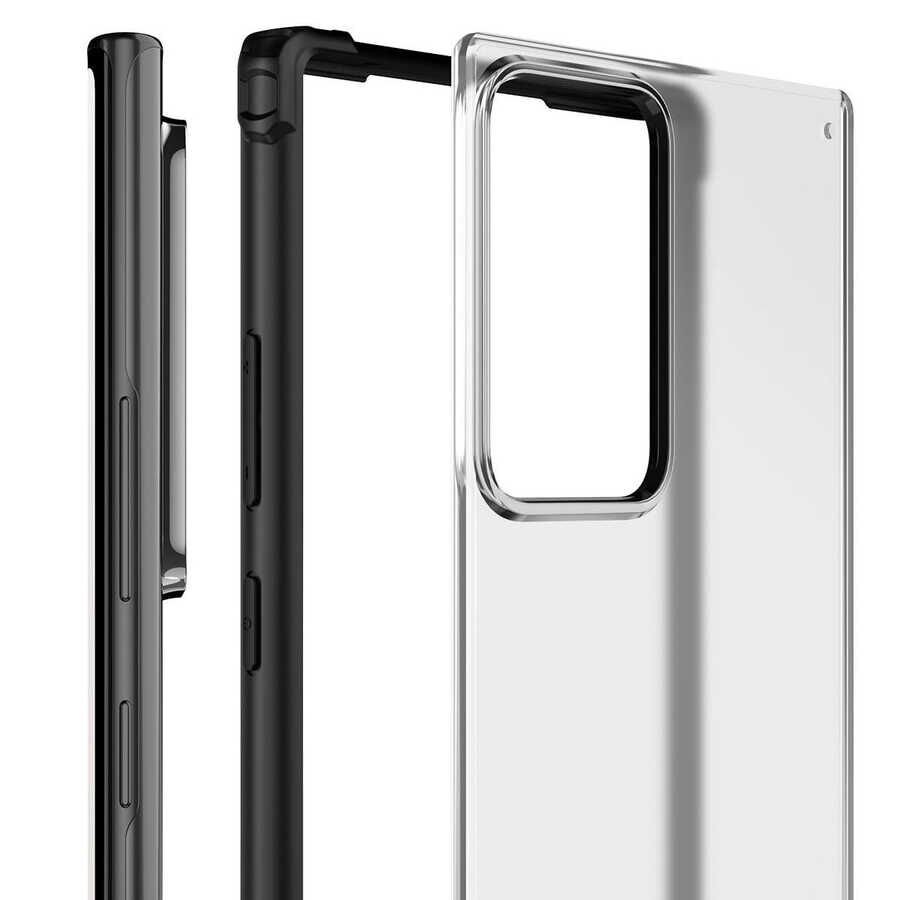 Samsung Galaxy Note 20 Ultra Kılıf Köşe Korumalı Arkası Mat Buzlu Sert Kapak (VOLKS) Koyu Yeşil