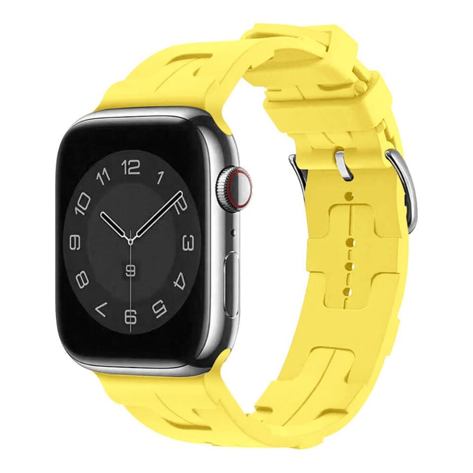 Apple Watch 2/3/4/5/6/7/8/se/ultra/nike 42mm 44mm 45mm 49mm Silikon Kordon Tasarım (KRD-92) Kahve Açık