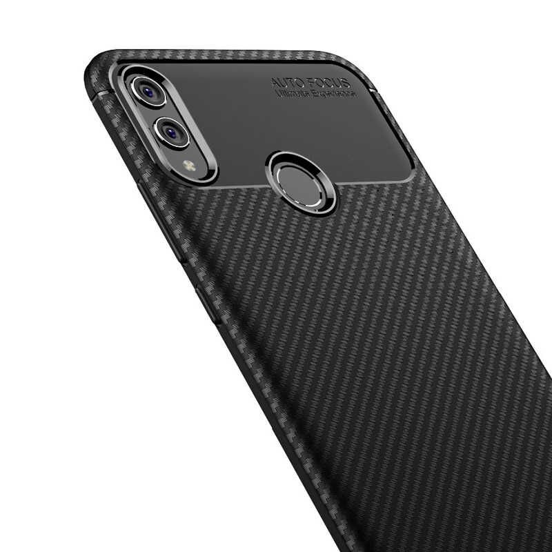Huawei Honor 8X Kılıf Kamera Çıkıntılı Karbon Fiber Dokulu Renk Atmaz Kapak (NEGRO) Kahverengi