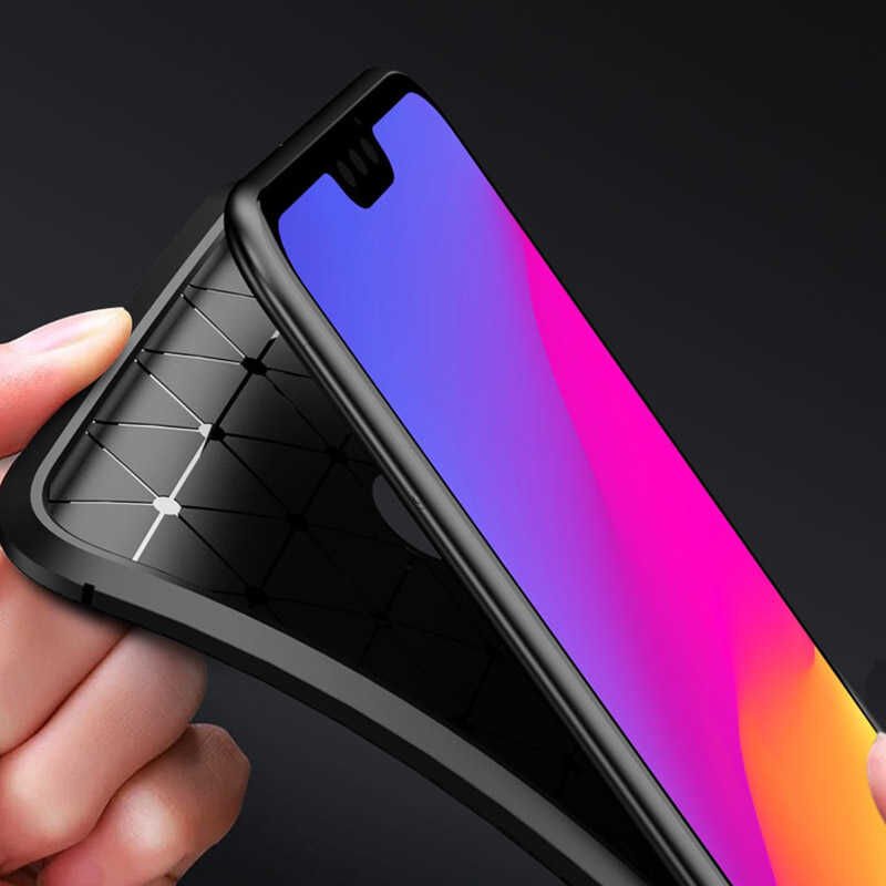 Huawei Honor 8X Kılıf Kamera Çıkıntılı Karbon Fiber Dokulu Renk Atmaz Kapak (NEGRO) Kahverengi