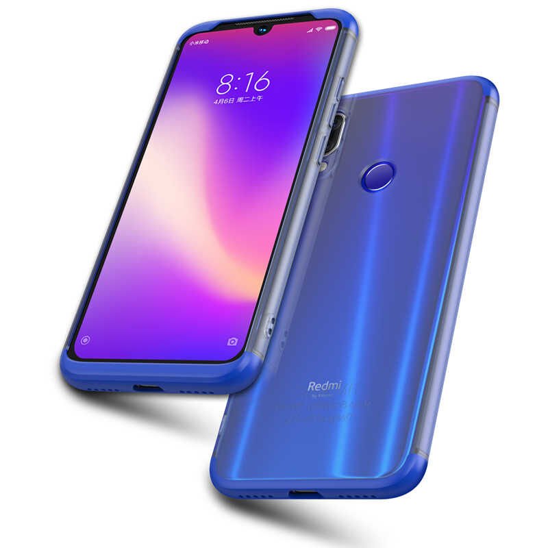 Xiaomi Redmi Note 7 Kılıf Şeffaf Mat Görünümlü Transparan Tasarımlı Kapak (NİLİ) Mavi