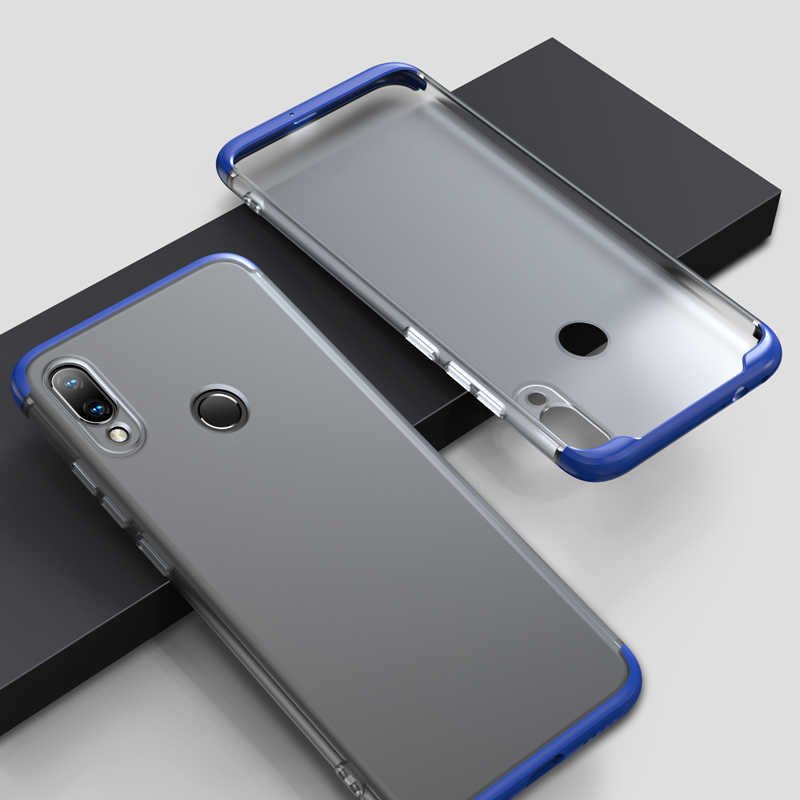 Xiaomi Redmi Note 7 Kılıf Şeffaf Mat Görünümlü Transparan Tasarımlı Kapak (NİLİ) Mavi