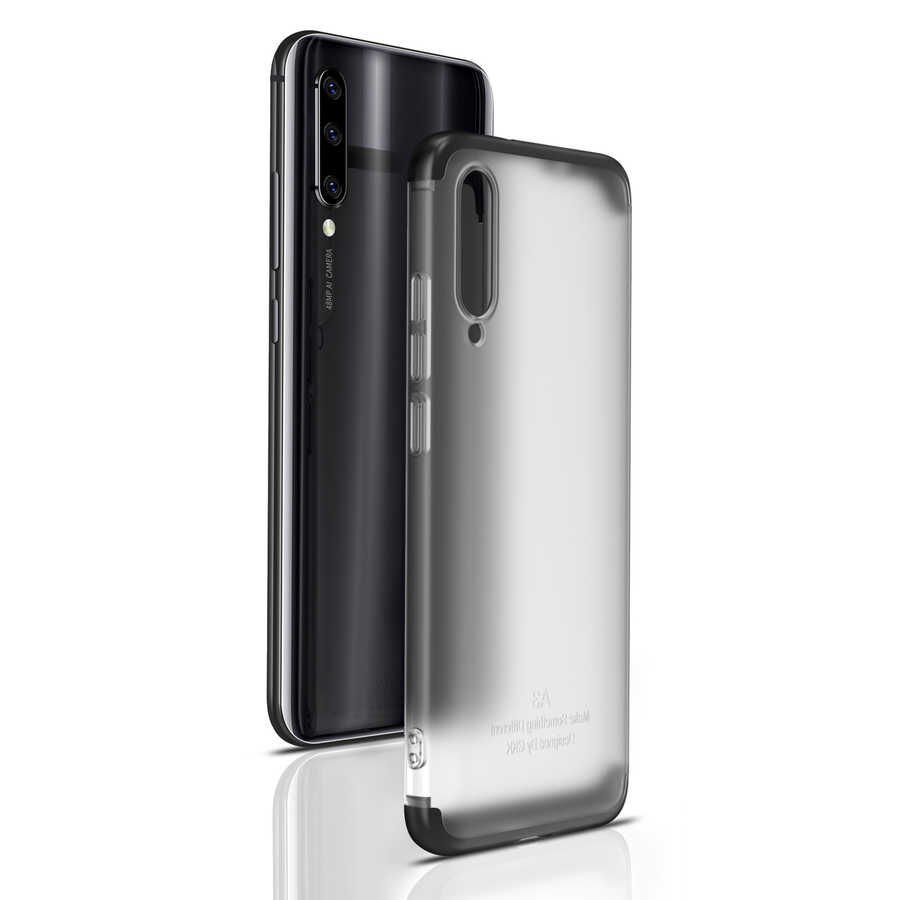 Xiaomi Mi A3 Kılıf Şeffaf Mat Görünümlü Transparan Tasarımlı Kapak (NİLİ) Siyah