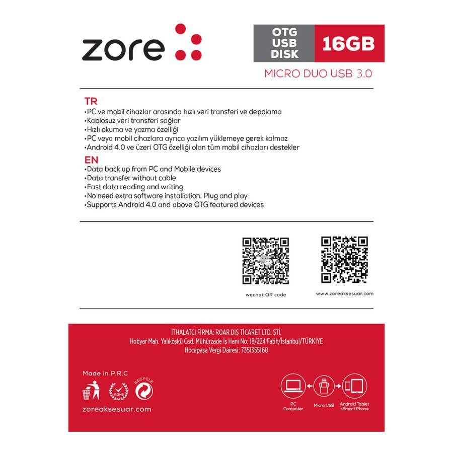 HEPTEKİLETİŞİM 3.0 Micro Metal OTG 16 GB