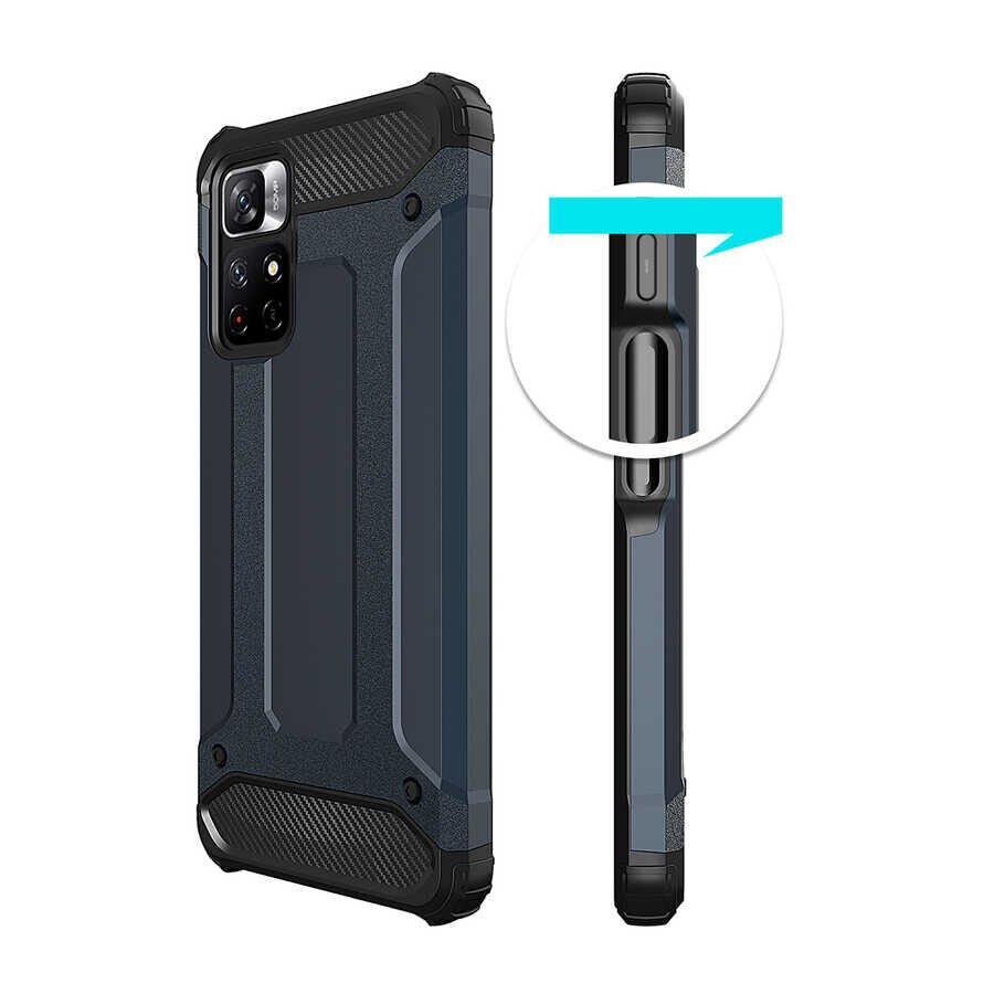 Xiaomi Redmi Note 11 Global Kılıf Armor Köşe Korumalı Çift Katman Tank Zırh Kapak (CRASH) Siyah