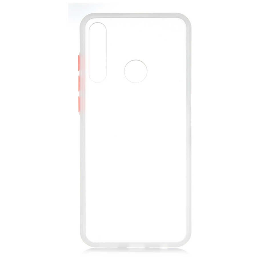 Huawei Y6P Kılıf Mat Parmak İzi Yapmaz Renkli Tuşlu Sert Silikon Kapak (fri) Renksiz