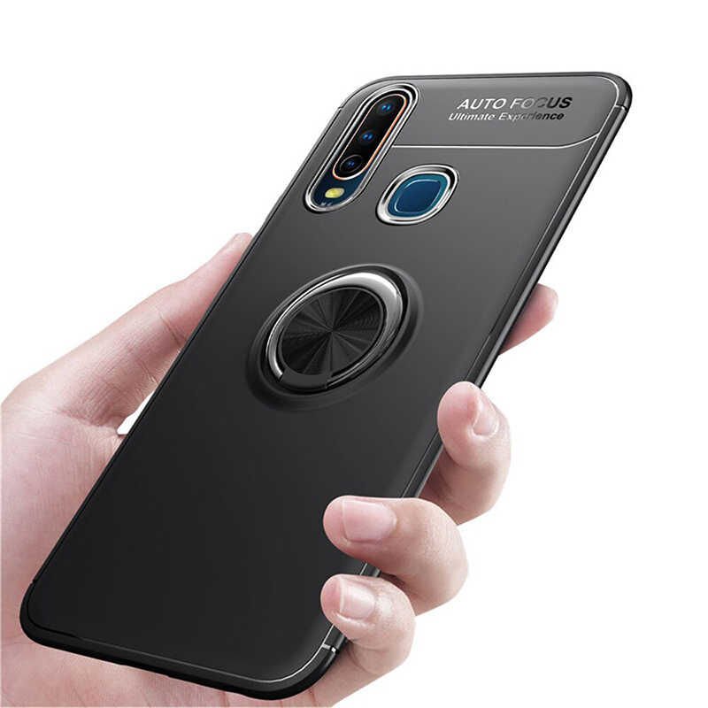 Huawei Y9 Prime 2019 Kılıf Kamera Çıkıntılı Renkli Yüzüklü Standlı Mıknatıslı Kapak (RAVEL) Kırmızı