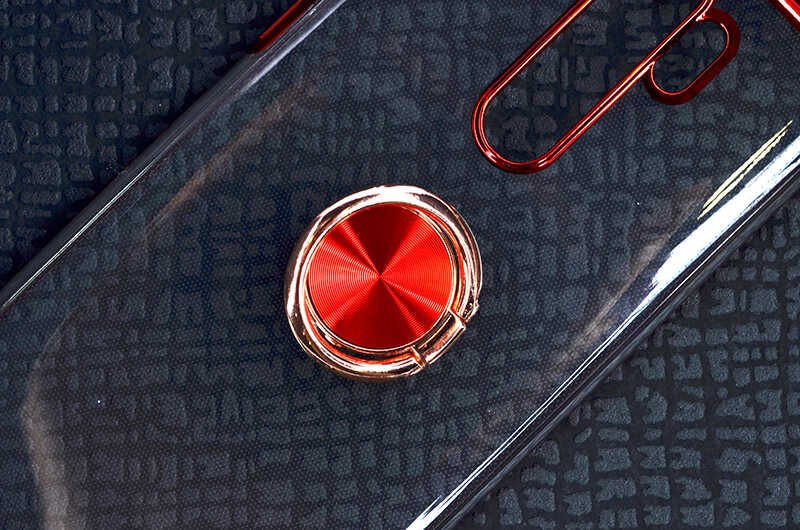 Xiaomi Redmi Note 8 Pro Kılıf Yüzüklü Standlı Silikon Köşeleri Renkli Kapak (GES) Kırmızı