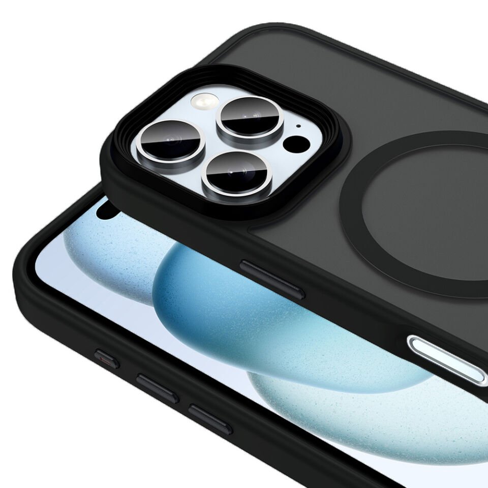 Apple iPhone 16 Pro Max Kılıf Mat Arka Yüzey Wireless Şarj Özellikli HEPTEKİLETİŞİM Flet Magsafe Kapak
