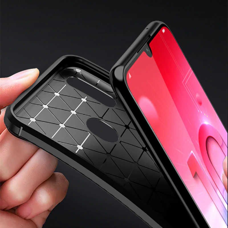 Huawei P Smart 2019 Kılıf Kamera Çıkıntılı Karbon Fiber Dokulu Renk Atmaz Kapak (NEGRO) Lacivert