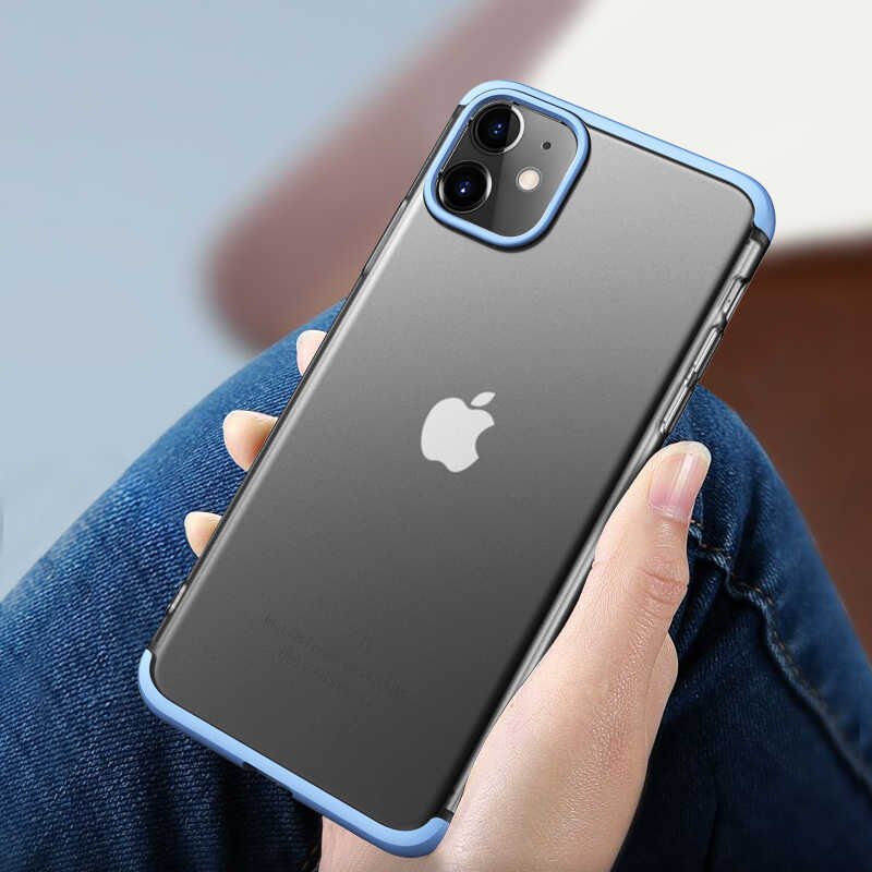Apple iPhone 11 Kılıf Şeffaf Mat Görünümlü Transparan Tasarımlı Kapak (NİLİ) Mavi