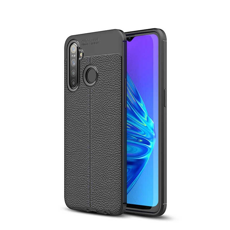 Realme 5İ Kılıf Deri Görünümlü Renk Atmayan Dayanaklı Silikon Kapak (NİSS) Kırmızı