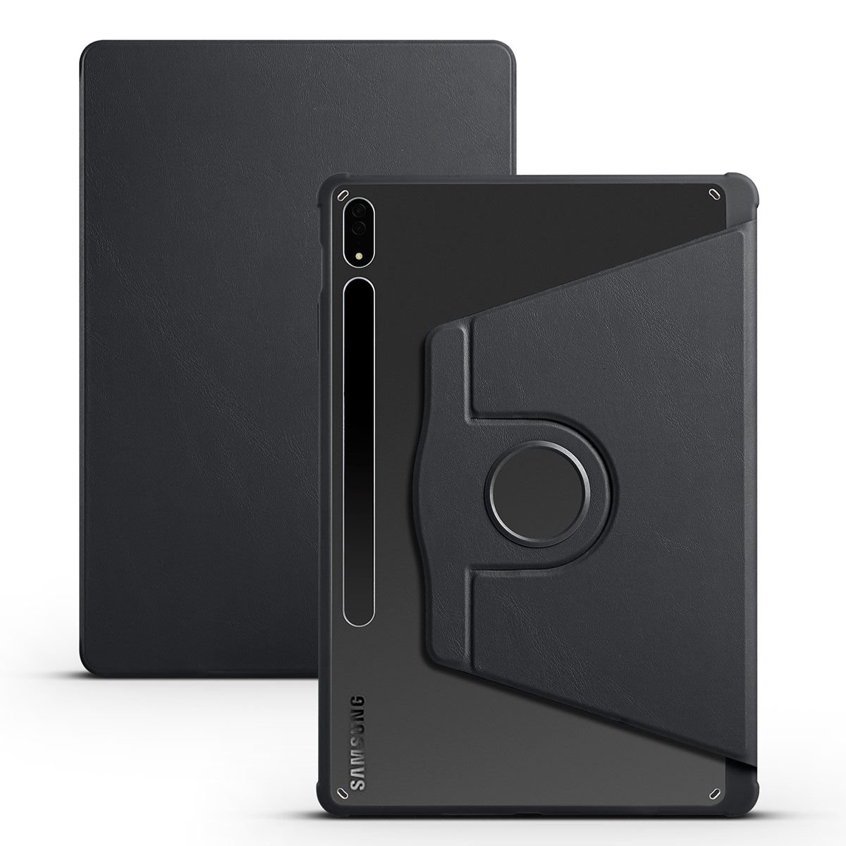 Samsung Galaxy Tab S7 FE LTE (T737-T736-T733-T730) Kılıf Kalemlikli Standlı Uyku Modlu Kapak (TER) Siyah
