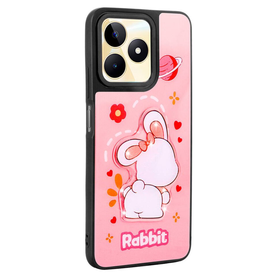 Realme C55 4G Kılıf Parlayan Kabartmalı İkonik Figürlü Silikon Kapak (Amas) Mor