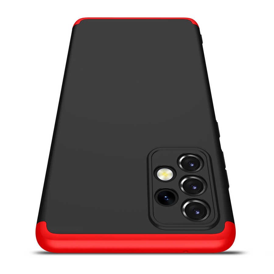 Samsung Galaxy A52 Kılıf 360 Tam Koruma Ön Ve Arka Sert Mika Kapak Orjinal Ays Gkk Kapak Siyah-Gri