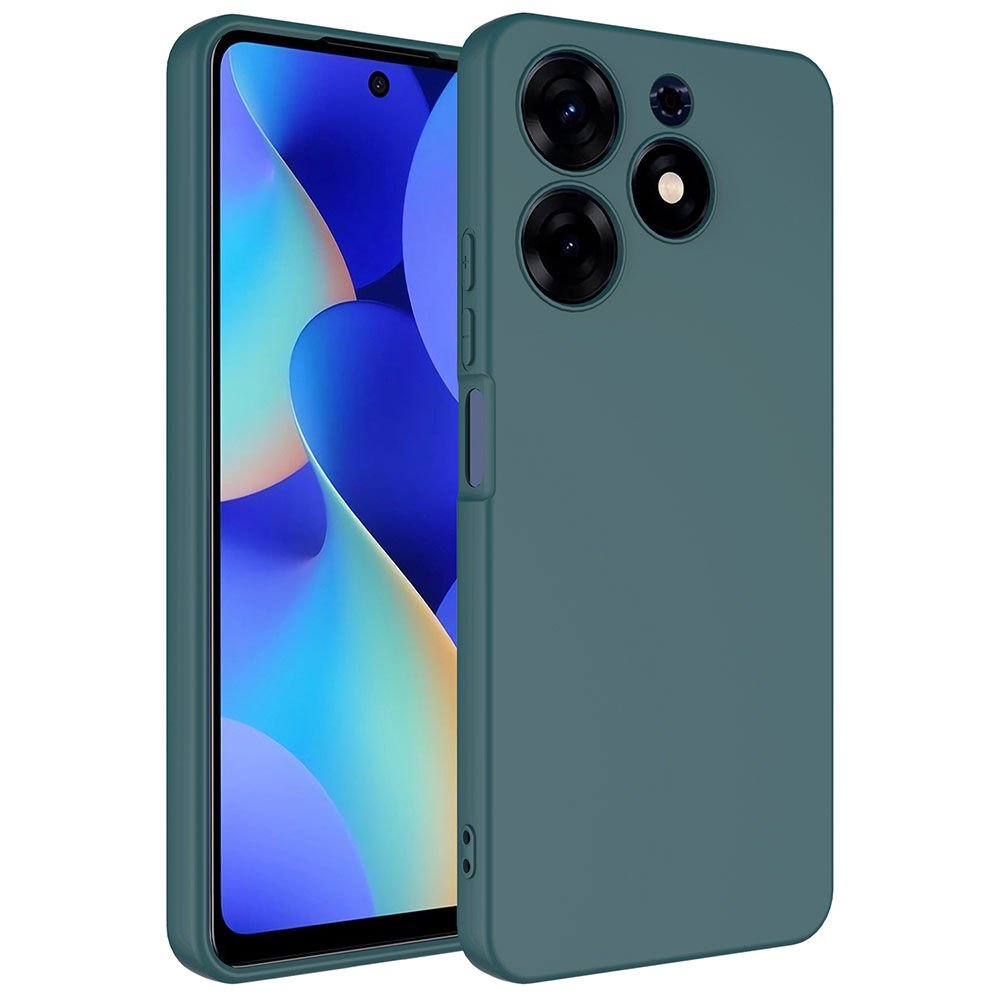 Tecno Spark 10 Pro Kılıf Kadife İç Yüzey Yumuşak Dokulu Kamera Korumalı Kapak (MARA) Koyu Yeşil