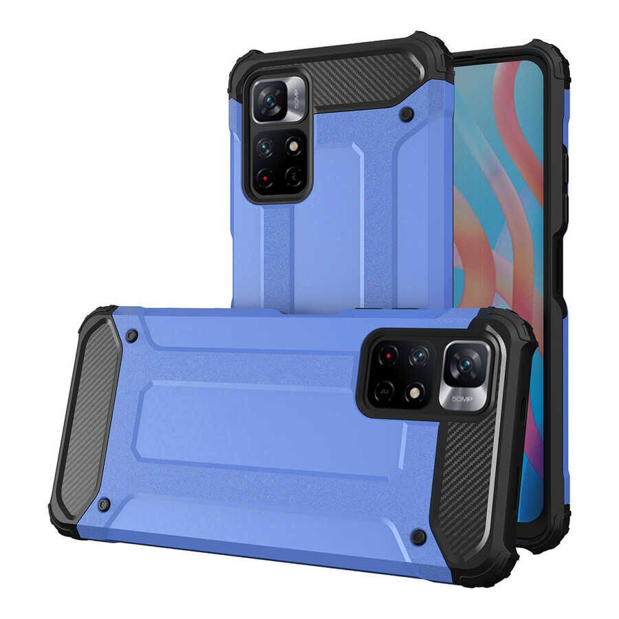 Xiaomi Redmi Note 11S Global Kılıf Armor Köşe Korumalı Çift Katman Tank Zırh Kapak (CRASH) Kırmızı