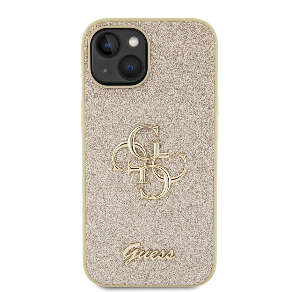 Apple iPhone 15 Plus Kılıf Guess Orjinal Lisanslı 4G Büyük Metal Logolu Glitter Kapak
