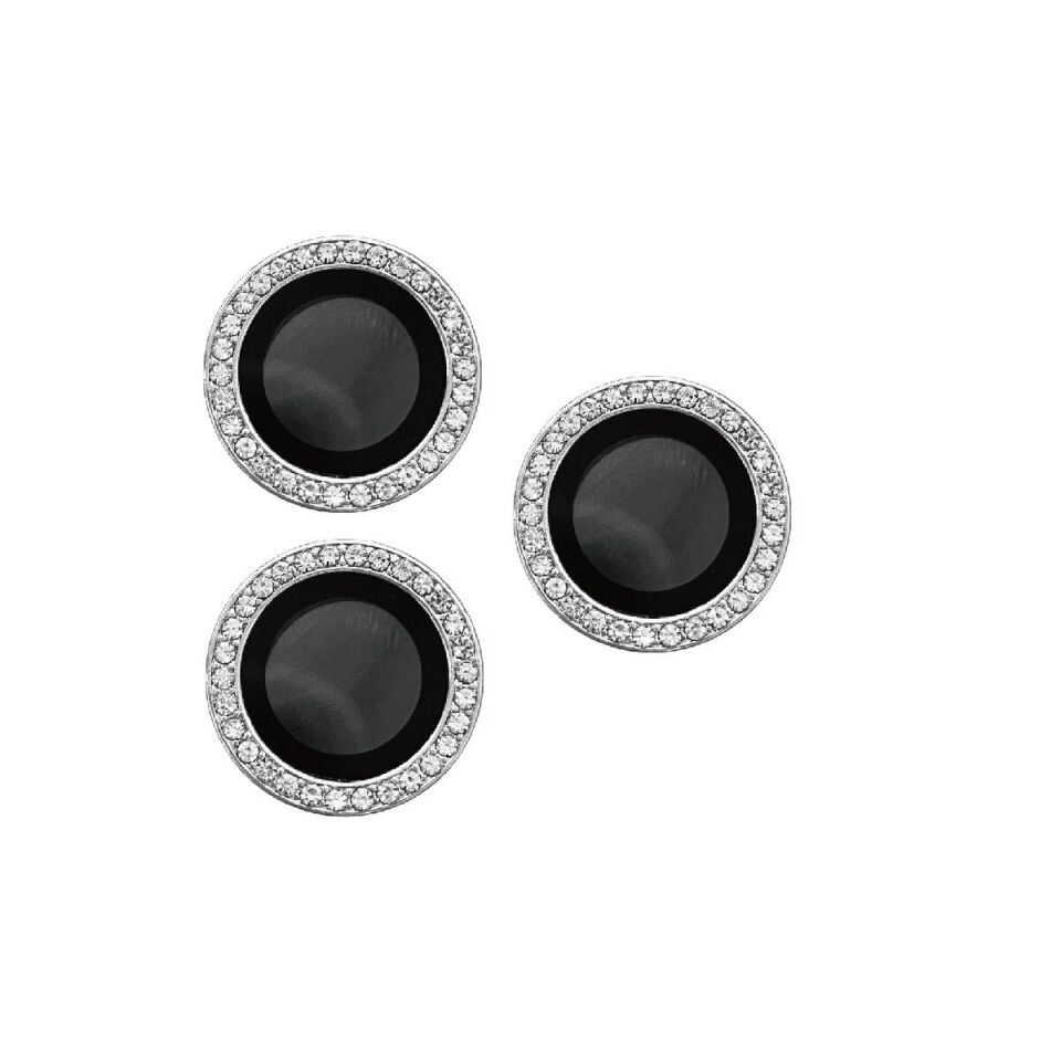 Apple iPhone 15 Pro Kamera Lens Koruyucu Renkli Taşlı Tasarım Kolay Takma Aparatlı (CL-06) Titanyum