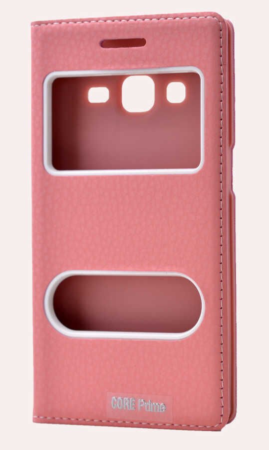 Samsung Galaxy Core Prime G360 Kapaklı Kılıf Mıknatıslı 360 Tam Korumalı (DOLCE) Pembe Açık