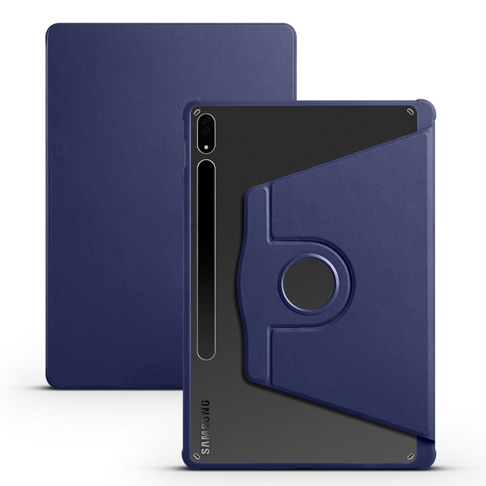 Samsung Galaxy Tab S7 FE LTE (T737-T736-T733-T730) Kılıf Kalemlikli Standlı Uyku Modlu Kapak (TER) Lacivert