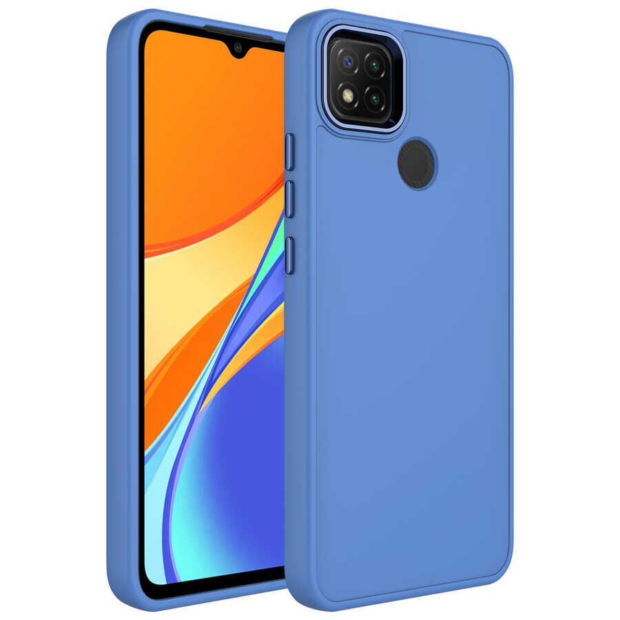 Xiaomi Redmi 9C Kılıf Metal Çerçeveli Hassas Butonlu Renkli İçi Kadife Lansman Kapak (LUNA) Lavendery Gray