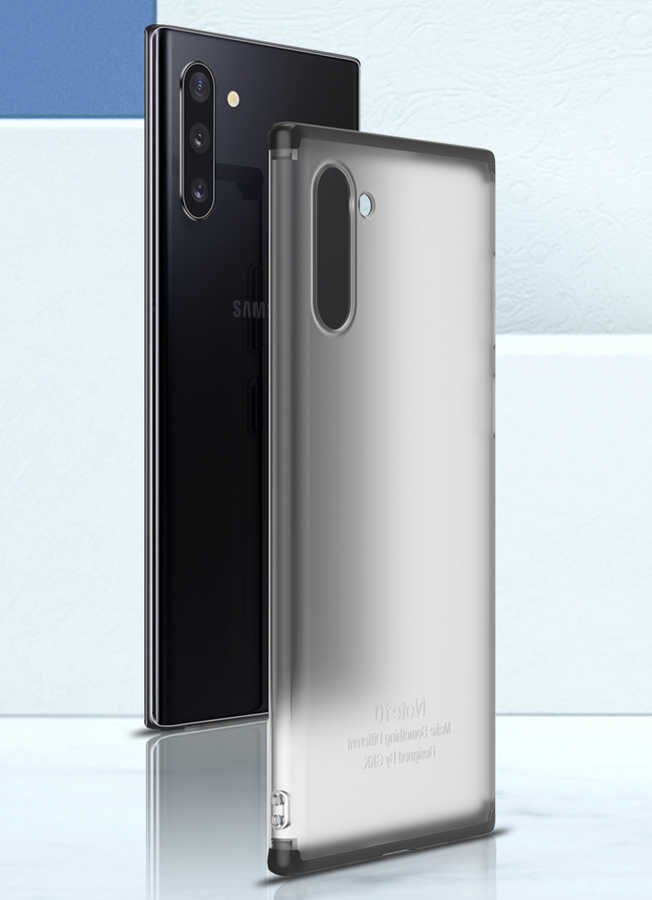 Samsung Galaxy Note 10 Kılıf Şeffaf Mat Görünümlü Transparan Tasarımlı Kapak (NİLİ) Siyah