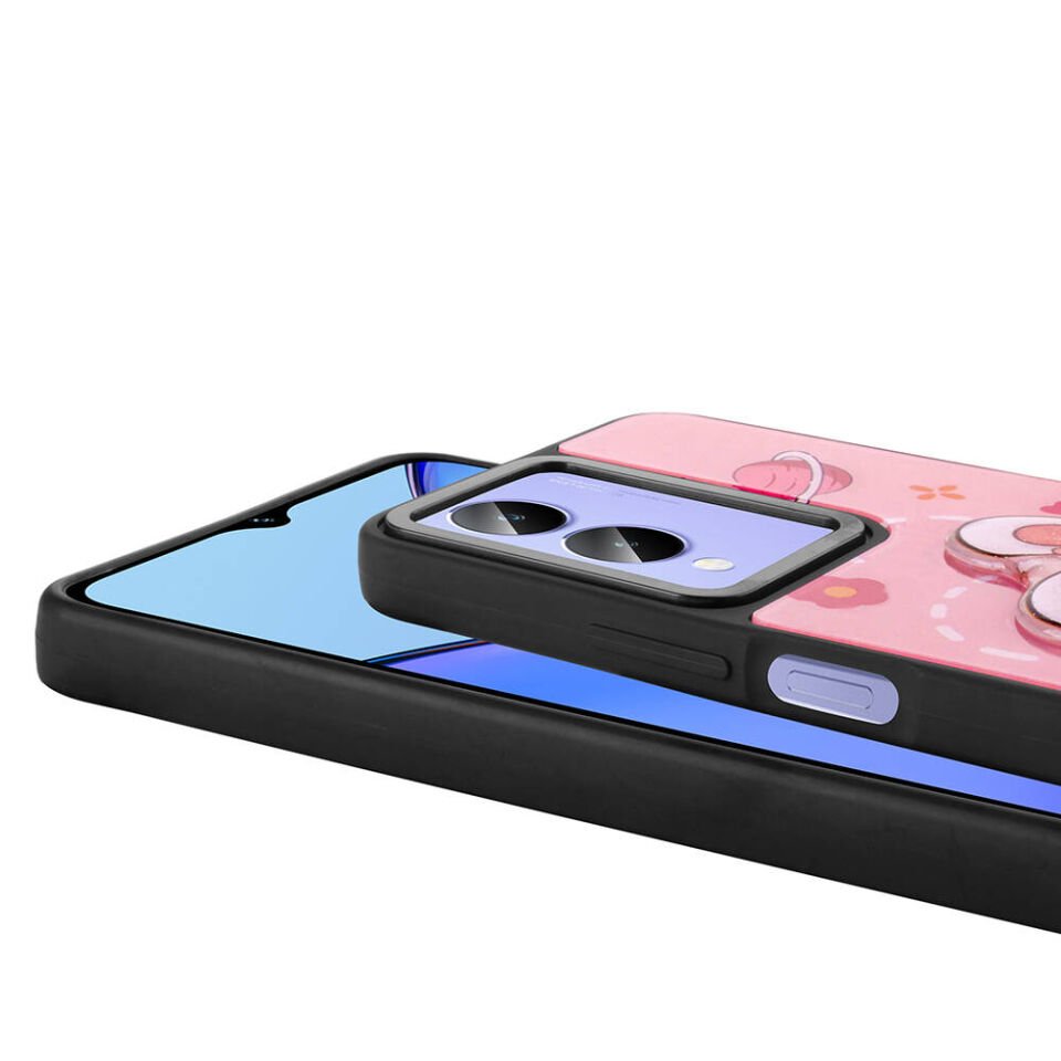 Vivo Y17S Kılıf Parlayan Kabartmalı İkonik Figürlü Silikon Kapak (Amas) Siyah