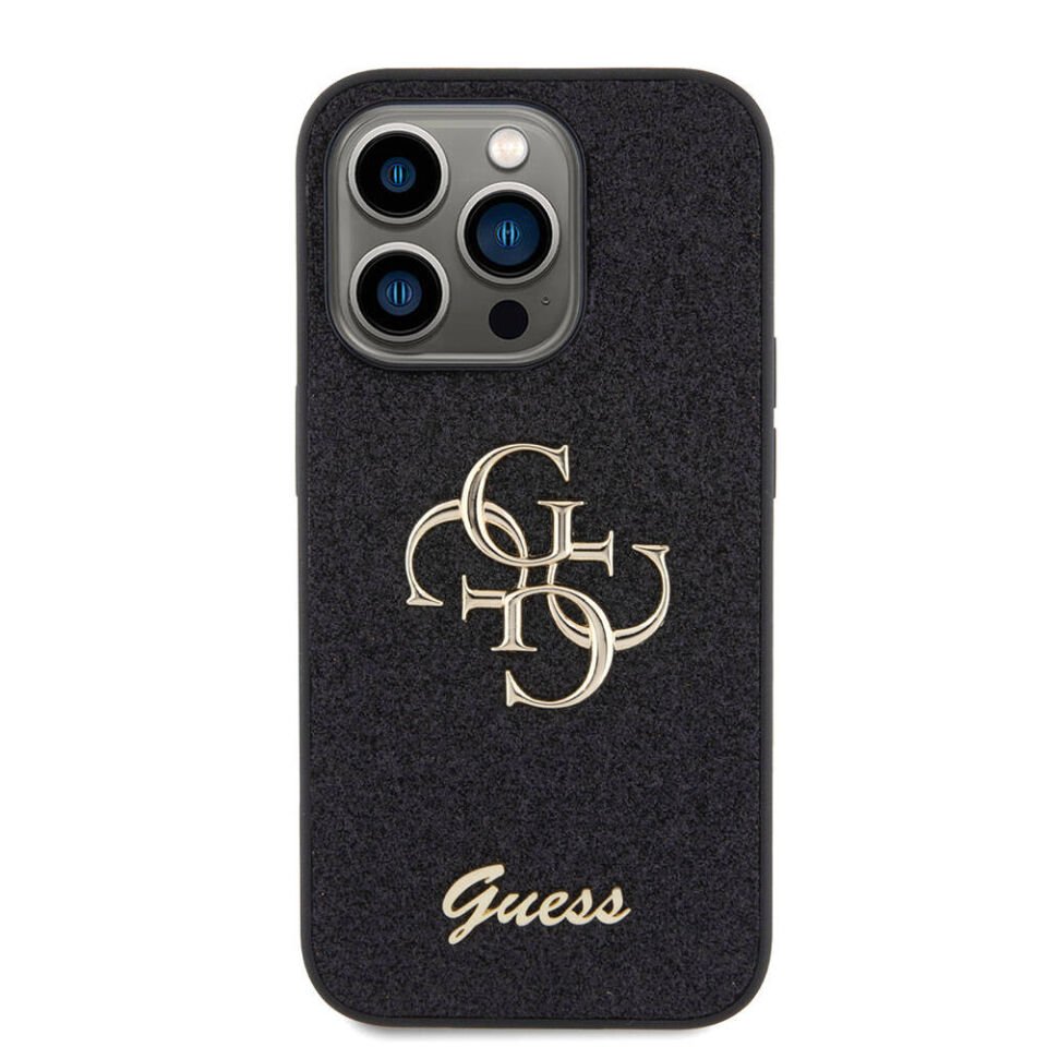 Apple iPhone 15 Pro Max Kılıf Guess Orjinal Lisanslı 4G Büyük Metal Logolu Glitter Kapak