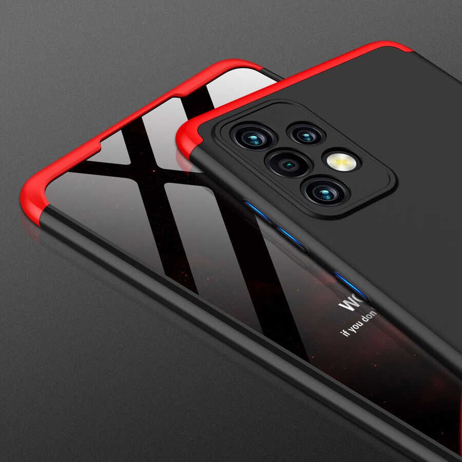 Samsung Galaxy A72 Kılıf 360 Tam Koruma Ön Ve Arka Sert Mika Kapak Orjinal Ays Gkk Kapak Kırmızı