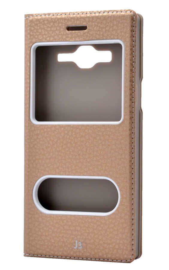 Samsung Galaxy J3 Kapaklı Kılıf Mıknatıslı 360 Tam Korumalı (DOLCE) Gold