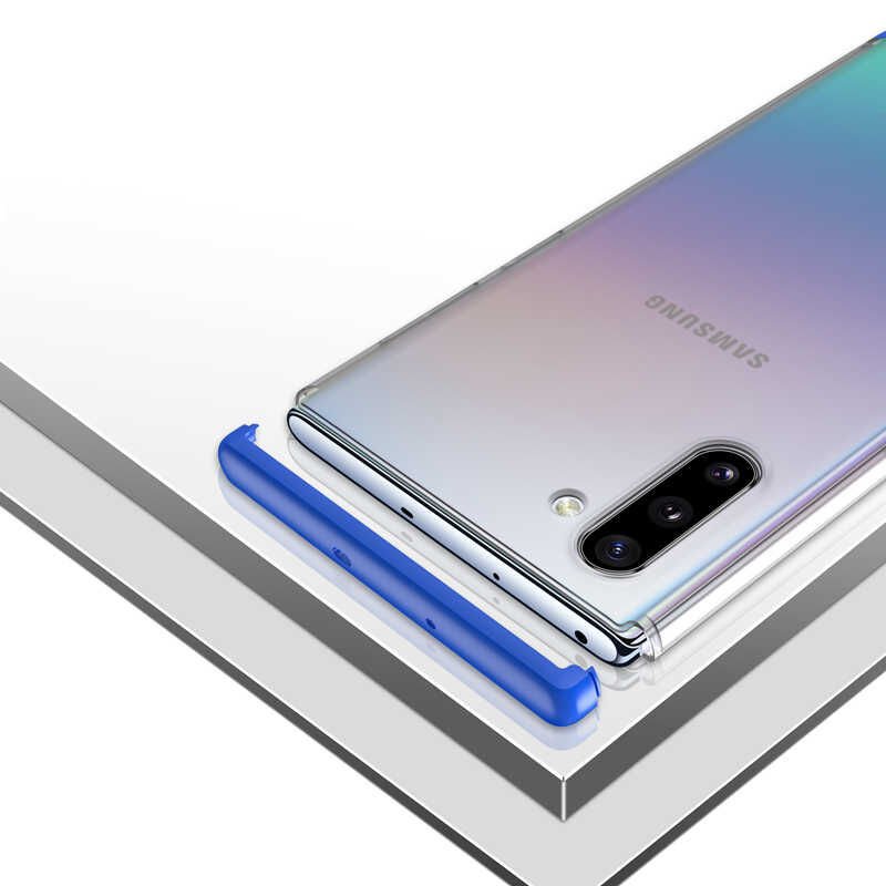 Samsung Galaxy Note 10 Kılıf Şeffaf Mat Görünümlü Transparan Tasarımlı Kapak (NİLİ) Mavi