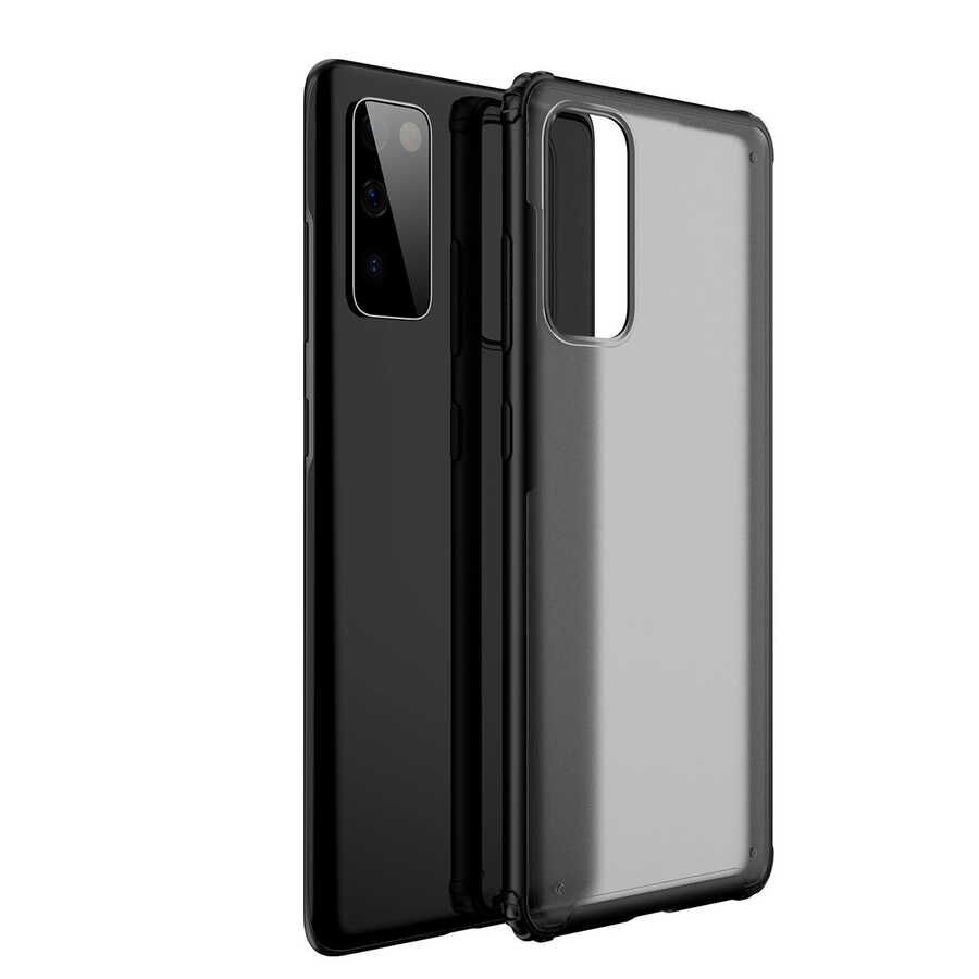 Samsung Galaxy S20 FE Kılıf Köşe Korumalı Arkası Mat Buzlu Sert Kapak (VOLKS) Siyah
