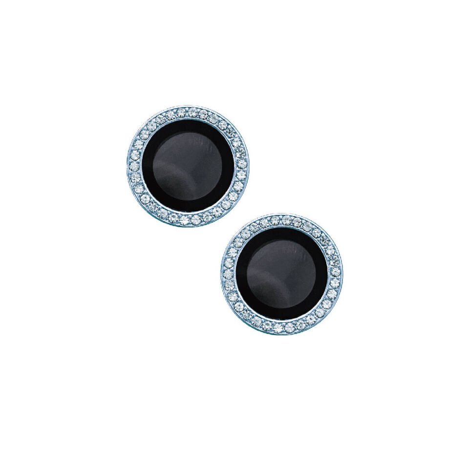 Apple iPhone 15 Kamera Lens Koruyucu Renkli Taşlı Tasarım Kolay Takma Aparatlı (CL-06) Mavi Açık