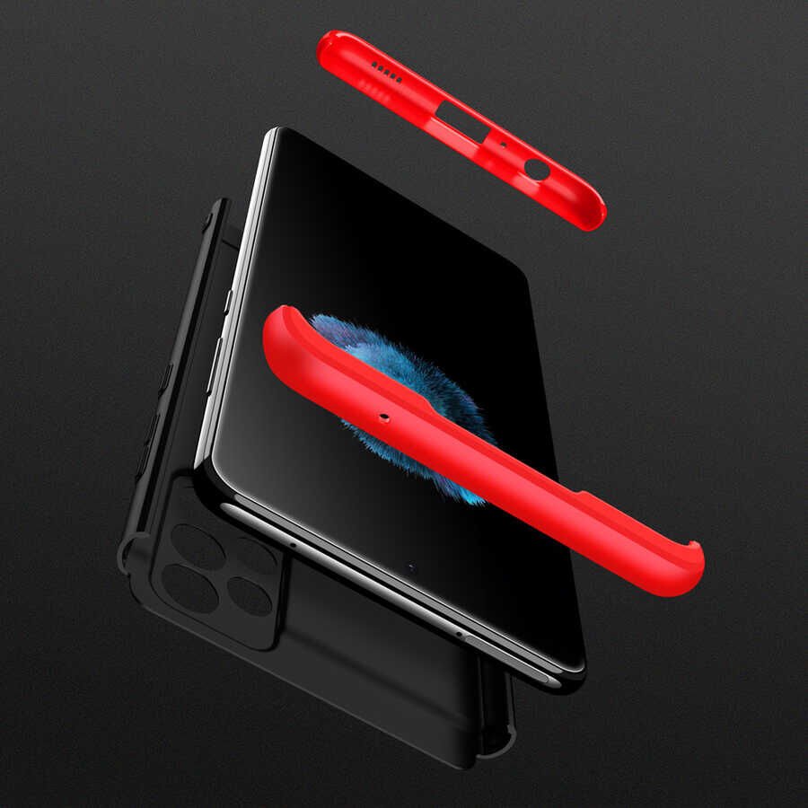 Samsung Galaxy A72 Kılıf 360 Tam Koruma Ön Ve Arka Sert Mika Kapak Orjinal Ays Gkk Kapak Siyah-Mavi