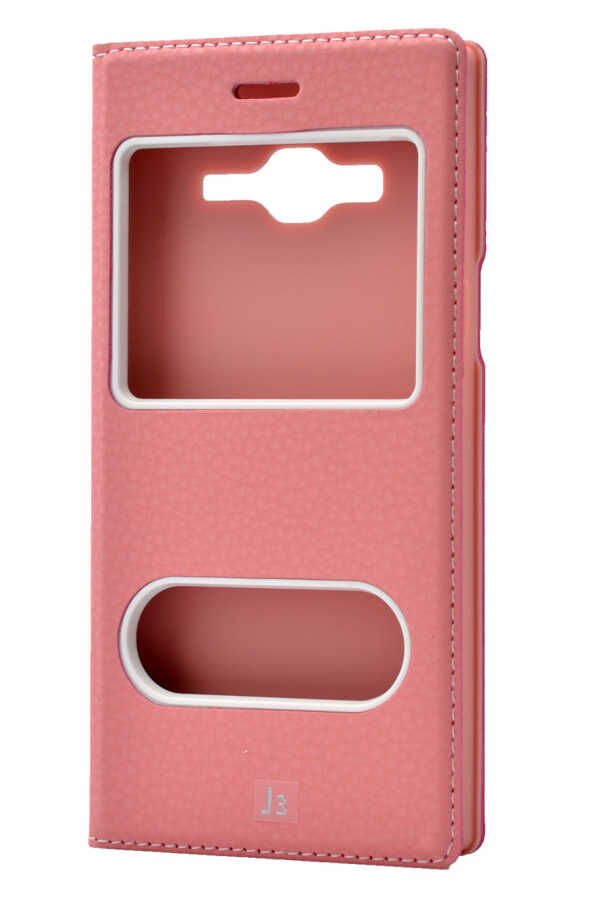 Samsung Galaxy J3 Kapaklı Kılıf Mıknatıslı 360 Tam Korumalı (DOLCE) Pembe Açık