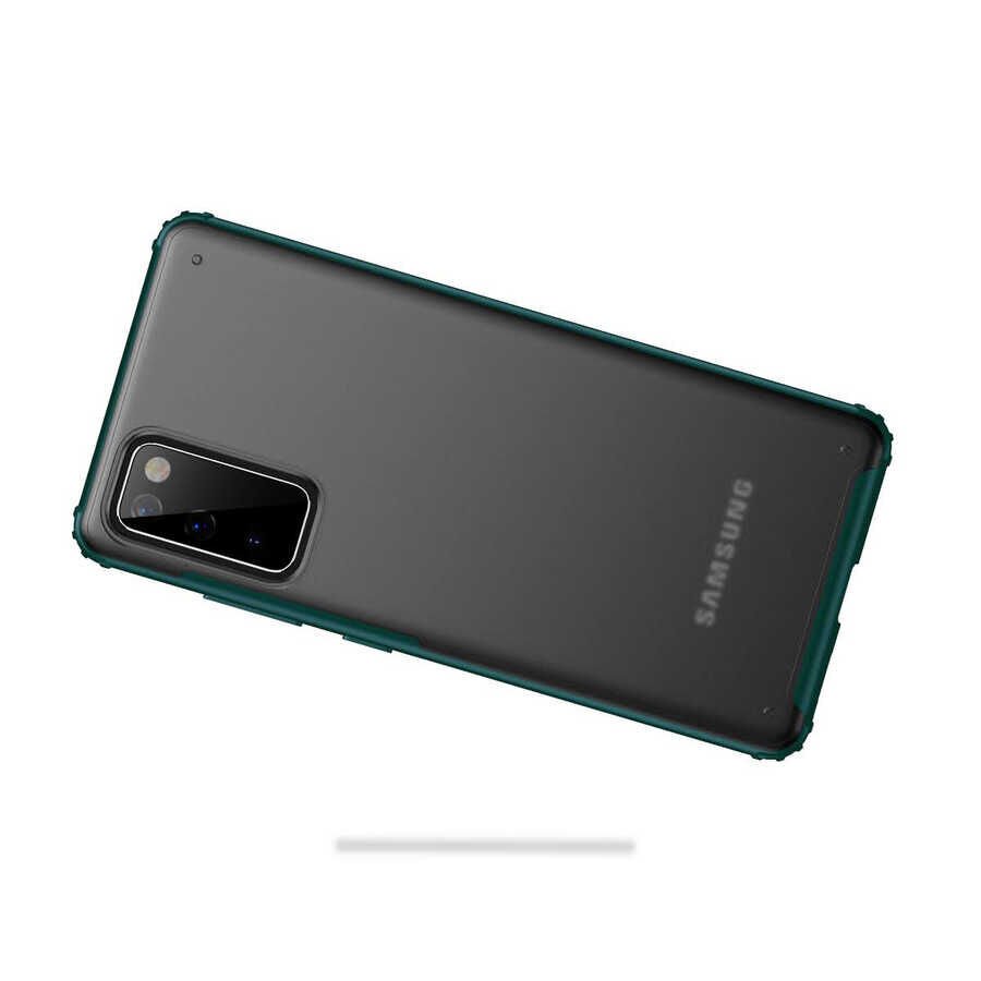 Samsung Galaxy S20 FE Kılıf Köşe Korumalı Arkası Mat Buzlu Sert Kapak (VOLKS) Koyu Yeşil
