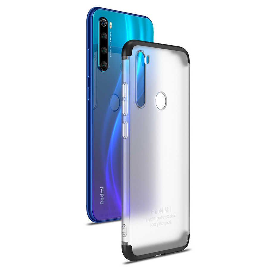Xiaomi Redmi Note 8 Kılıf Şeffaf Mat Görünümlü Transparan Tasarımlı Kapak (NİLİ) Siyah