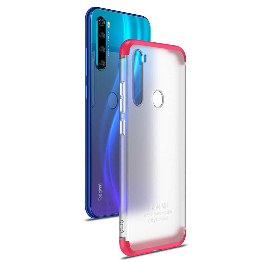 Xiaomi Redmi Note 8 Kılıf Şeffaf Mat Görünümlü Transparan Tasarımlı Kapak (NİLİ) Kırmızı