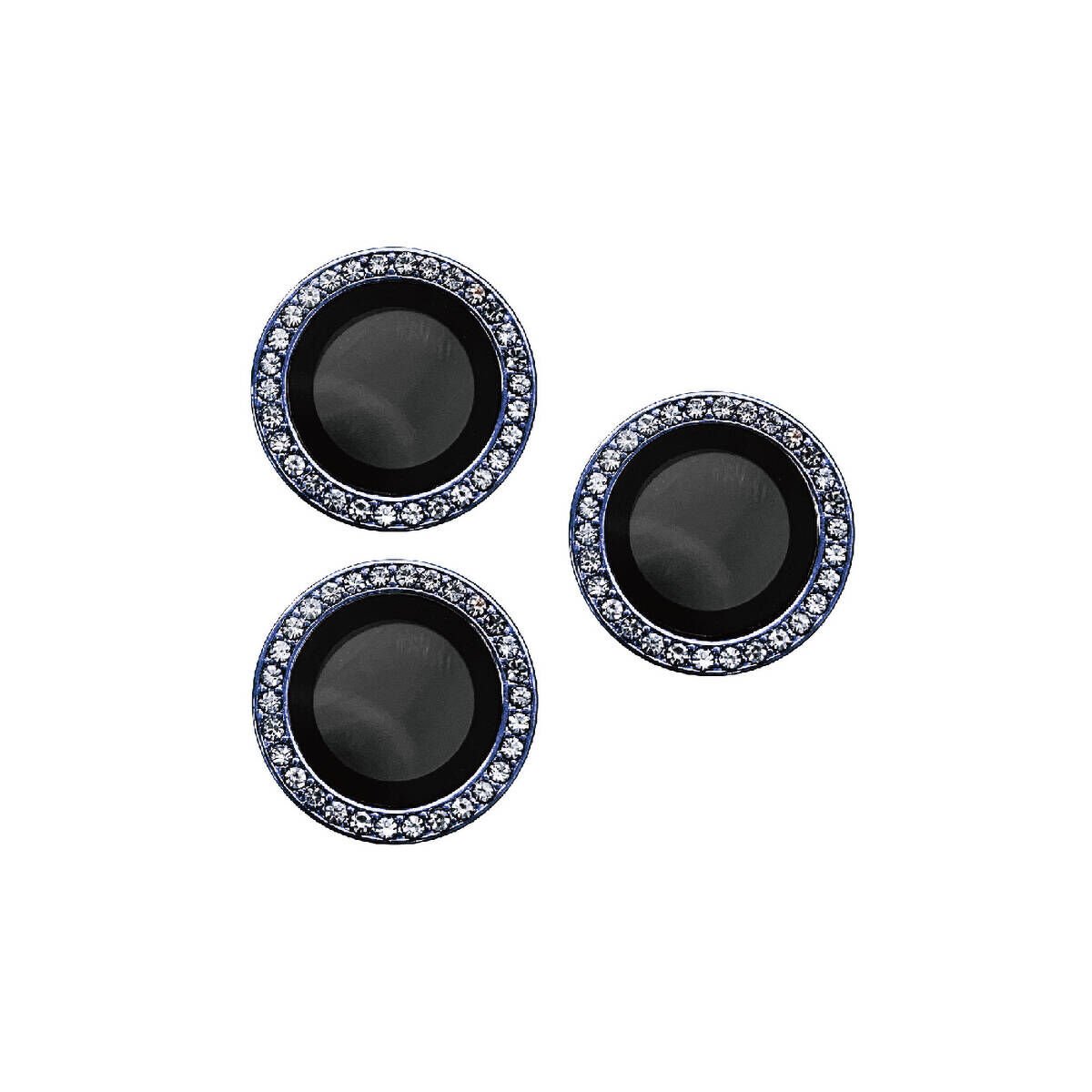 iPhone 15 Pro Max Kamera Lens Koruyucu Renkli Taşlı Tasarım Kolay Takma Aparatlı (CL-06) Midnight