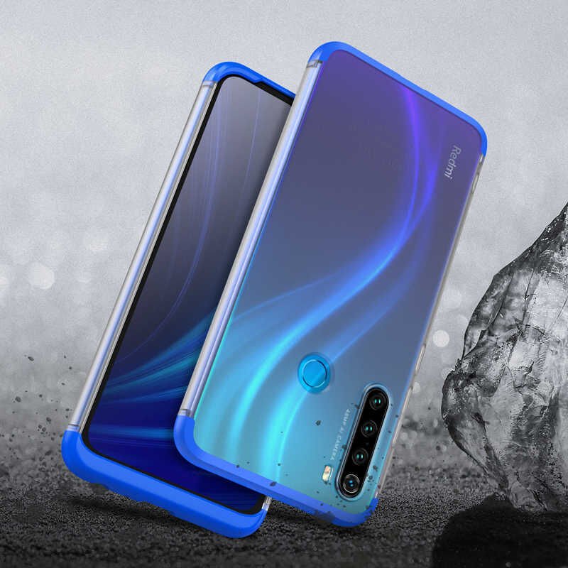 Xiaomi Redmi Note 8 Kılıf Şeffaf Mat Görünümlü Transparan Tasarımlı Kapak (NİLİ) Mavi