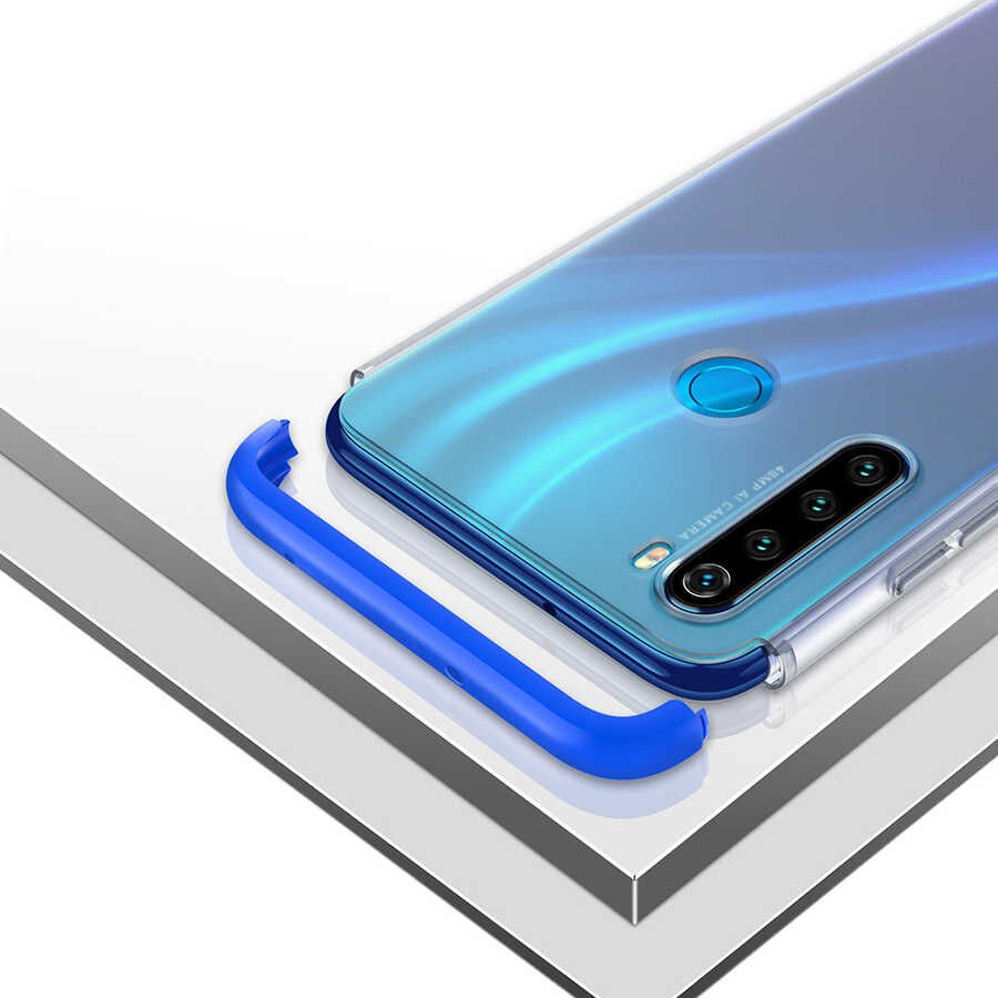 Xiaomi Redmi Note 8 Kılıf Şeffaf Mat Görünümlü Transparan Tasarımlı Kapak (NİLİ) Mavi