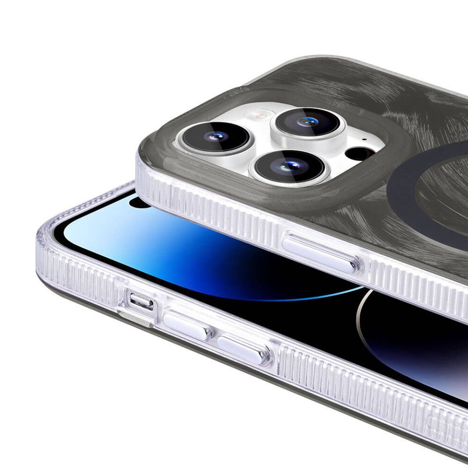 Apple iPhone 14 Pro Max Kılıf Magsafe Şarj Özellikli Fırça Boya Desenli HEPTEKİLETİŞİM Palet Kapak
