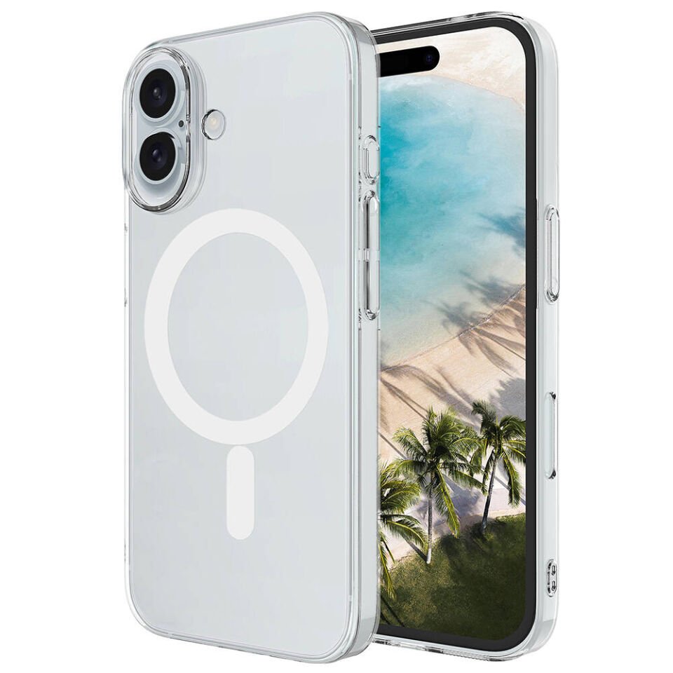 Apple iPhone 16 Kılıf HEPTEKİLETİŞİM Magsafe Şarj Özellikli Şeffaf Tek Kamera Çerçeveli Porto Kapak