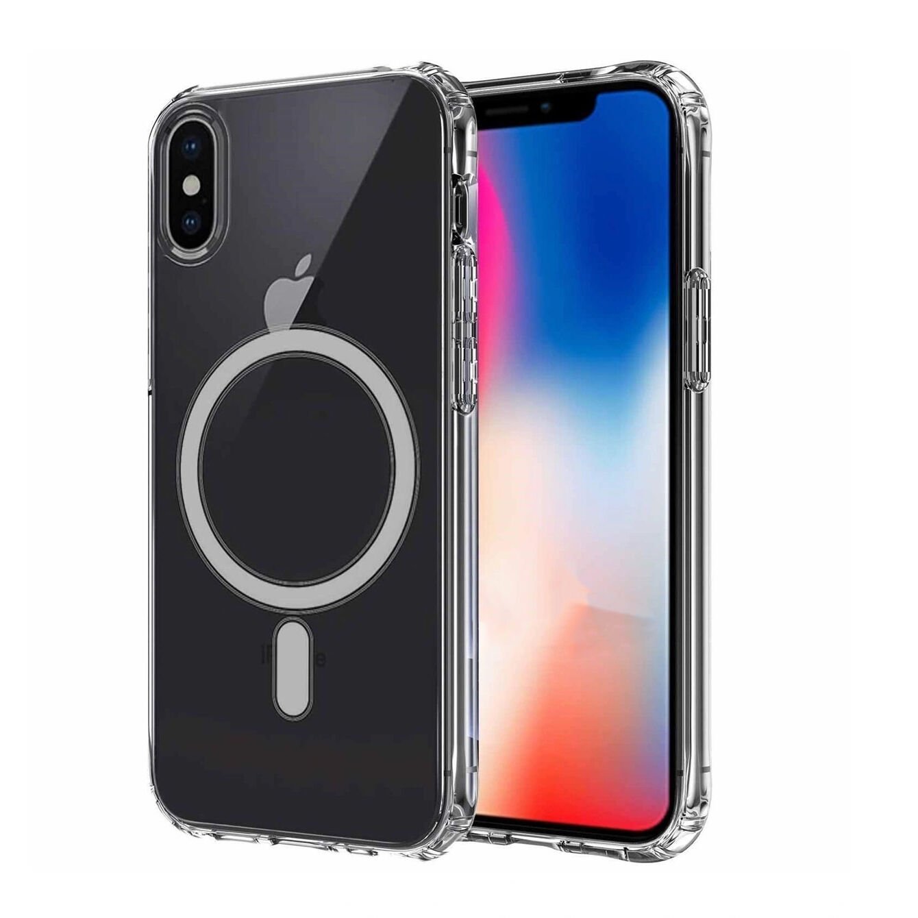 Apple iPhone XS Max 6.5 Kılıf Magsafe Şarj Özellikli Şeffaf Sert PC HEPTEKİLETİŞİM Embos Kapak