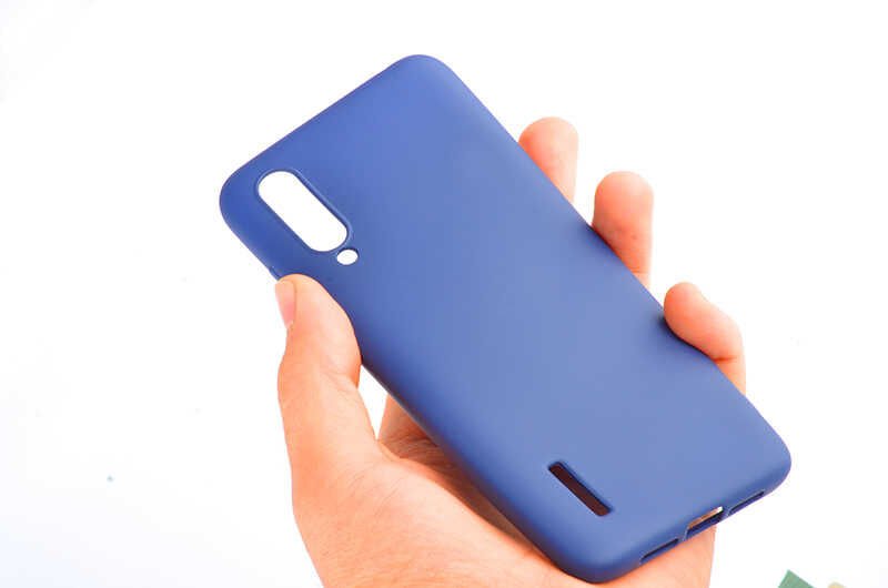Xiaomi Mi 9 Lite Kılıf Yumuşak Dokulu Soft Esnek İnce Mat Renkli Silikon Kapak (PREMİER) Saks Mavi