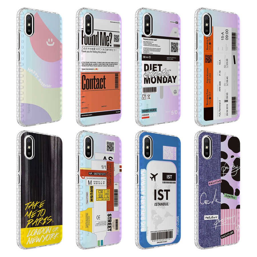 Xiaomi Redmi 9A Kılıf Kamera Çıkıntılı Airbag Kenarlı Darbe Emici Desenli Kapak (ELEGANS) NO6